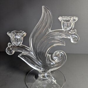 Artistic Clear Glass Dual Candle Holder